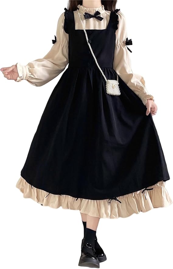 オリジナル lolita 洋服 冬 長袖 ロリータワンピース セット　L371＃ Amazon.co.jp: [トクとユウ] 2点セット ロリータワンピース 長袖
